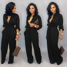 Load image into Gallery viewer, Button-down suit collar long sleeve jumpsuits - Shameca Sweet Thangs