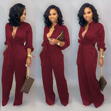 Load image into Gallery viewer, Button-down suit collar long sleeve jumpsuits - Shameca Sweet Thangs