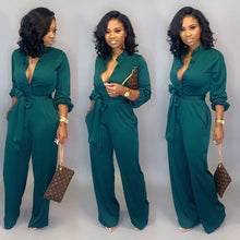 Load image into Gallery viewer, Button-down suit collar long sleeve jumpsuits - Shameca Sweet Thangs