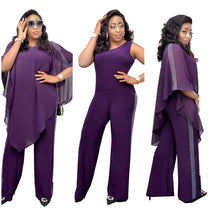 Load image into Gallery viewer, Chiffon poncho and sequin jumpsuit two-piece - Shameca Sweet Thangs