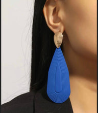 Load image into Gallery viewer, Navy Blue Water Drop Statement Earrings - Shameca Sweet Thangs
