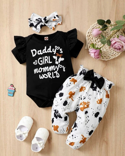 Adorable Baby Girls Cow Print Outfit - Shameca Sweet Thangs