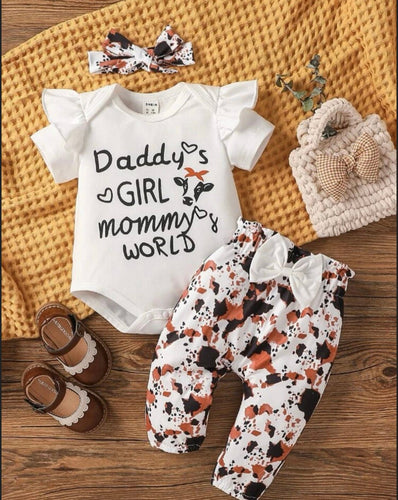 Adorable Baby Girls Cow Print Outfit - Shameca Sweet Thangs