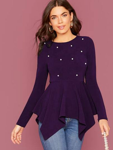 Beaded Hem Peplum Top - Shameca Sweet Thangs