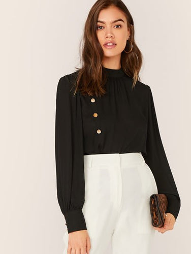 Black Button Blouse - Shameca Sweet Thangs