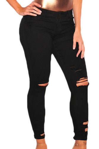 Black Distressed Skinny Jeans - Shameca Sweet Thangs