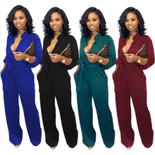 Load image into Gallery viewer, Button-down suit collar long sleeve jumpsuits - Shameca Sweet Thangs
