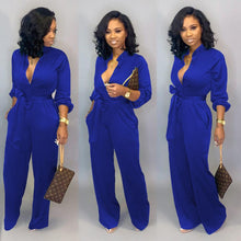 Load image into Gallery viewer, Button-down suit collar long sleeve jumpsuits - Shameca Sweet Thangs
