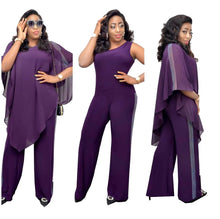 Load image into Gallery viewer, Chiffon poncho and sequin jumpsuit two-piece - Shameca Sweet Thangs
