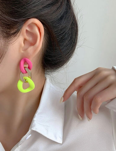 Color Block Chain Earrings - Shameca Sweet Thangs