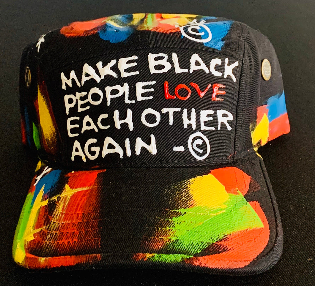 Custom Hand Painted Black Love Hat - Shameca Sweet Thangs