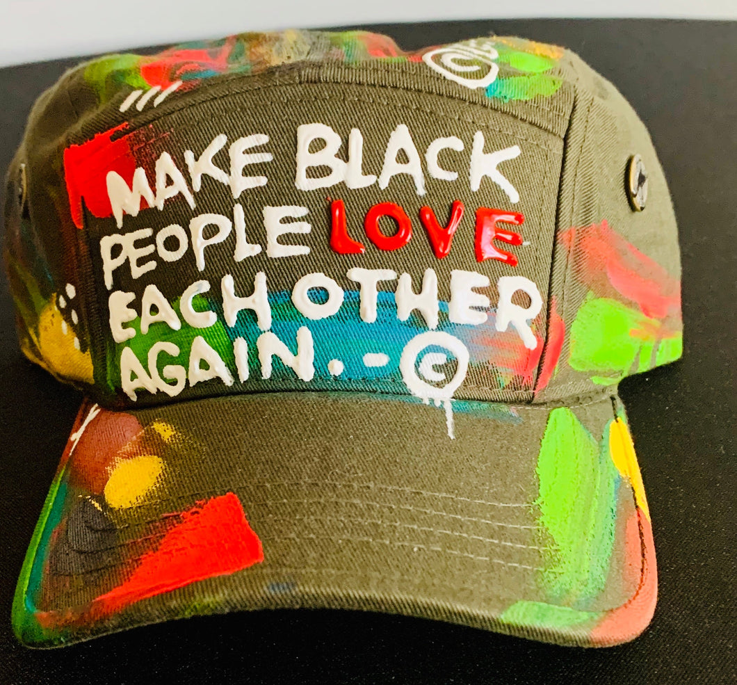 Custom Hand Paintedf Black Love Hat - Shameca Sweet Thangs