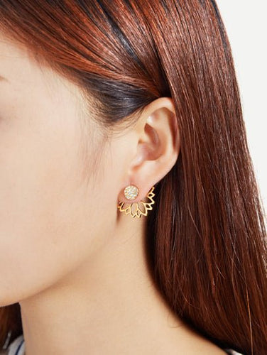 Half Flower Gold Colored Earrings - Shameca Sweet Thangs