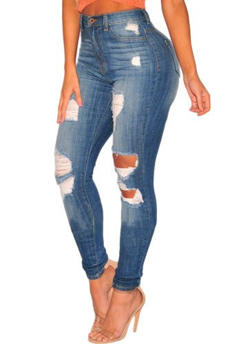 High Waist Destroyed Skinny Jeans - Shameca Sweet Thangs