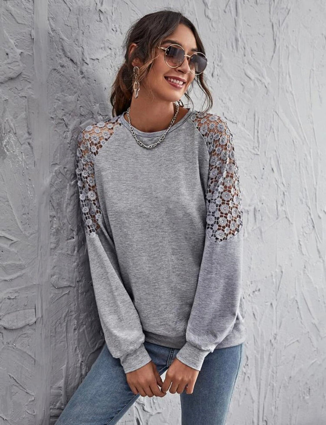 Lace Pullover Gray - Shameca Sweet Thangs