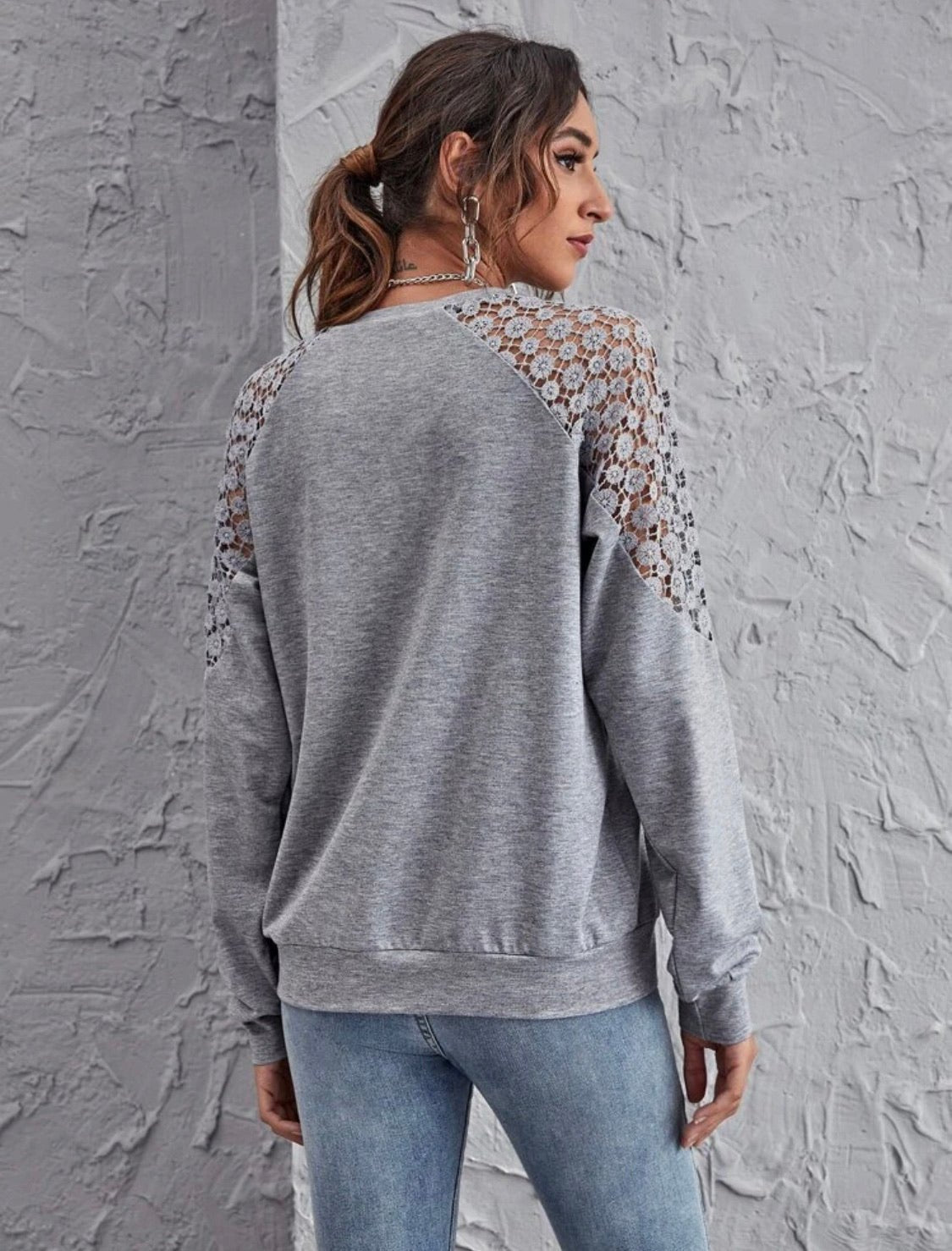 Lace Pullover Gray Sweatshirt – Shameca Sweet Thangs