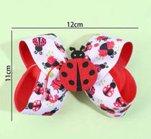 Load image into Gallery viewer, Lady Bug Big Bow Hair Clips - Shameca Sweet Thangs
