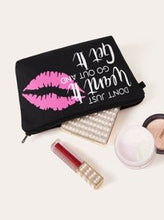 Load image into Gallery viewer, Letter &amp; Kiss Print Makeup Bag - Shameca Sweet Thangs
