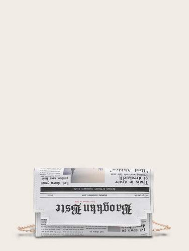 Newspaper Print Flap Chain Bag - Shameca Sweet Thangs
