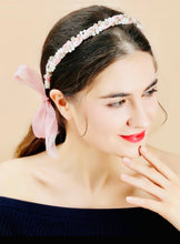 Load image into Gallery viewer, Pink Pearl Tie Headband - Shameca Sweet Thangs
