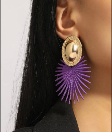 Purple Spear Statement Earrings - Shameca Sweet Thangs